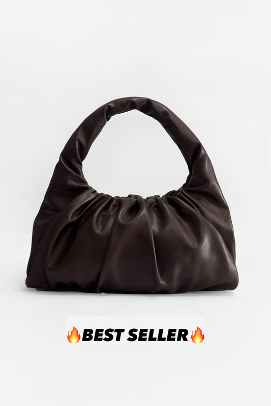 Borsa Hobo Arricciata - Caffè